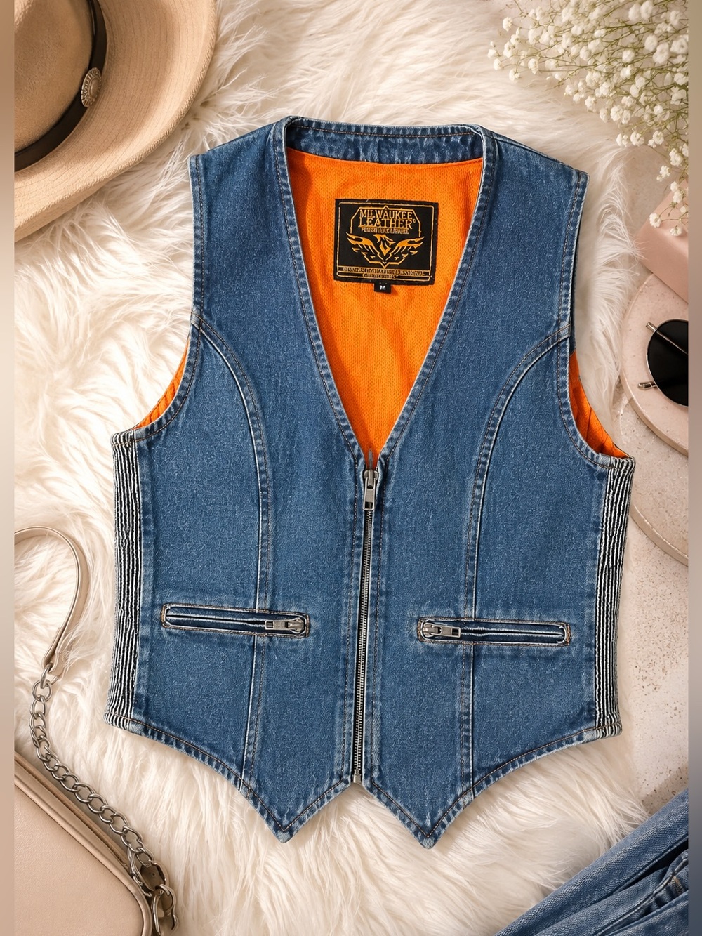 Milwaukee Leather Women’s Denim Moto Vest NWT Medium